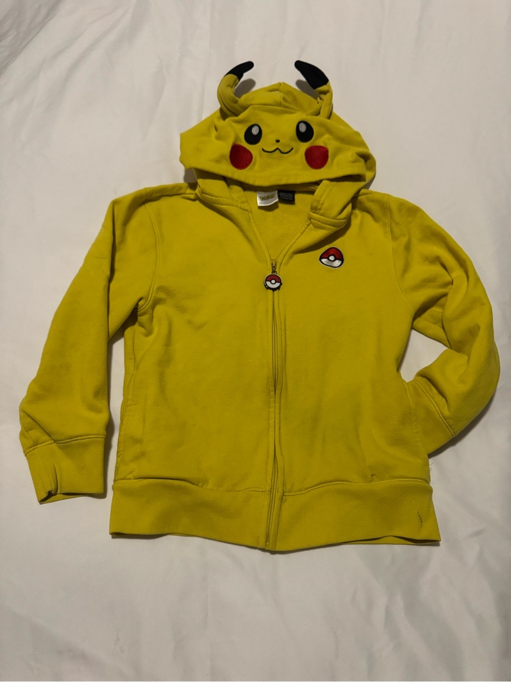 Pokemon Yellow Pikachu Hooded Zip-Up Sweatshirt for Kids - Youth Medium